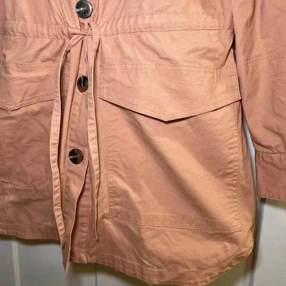 Universal Thread Women's Sz. M Coral Drawstring Waist Button Up Utility Jacket - Picture 6 of 12